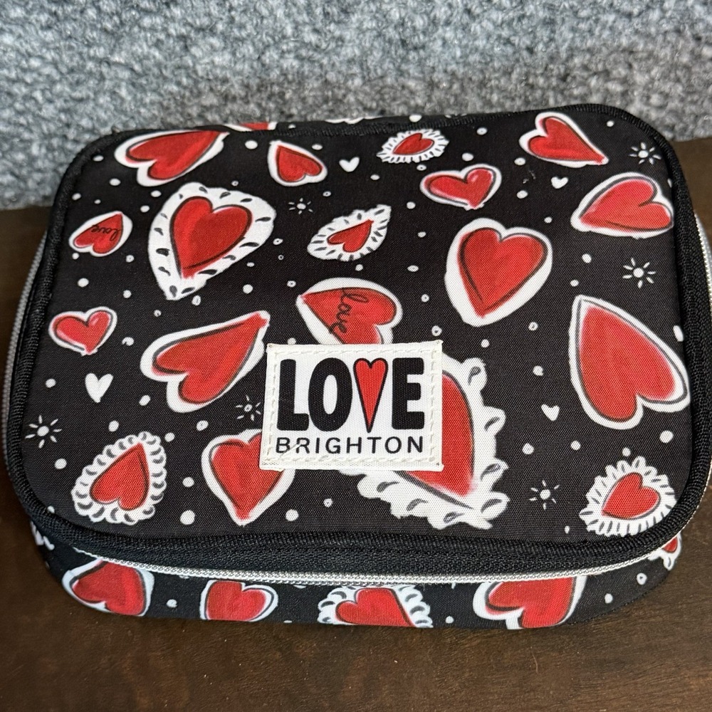 BRIGHTON Hearts A Flutter Zip Around Travel Jewelry Case Pouch